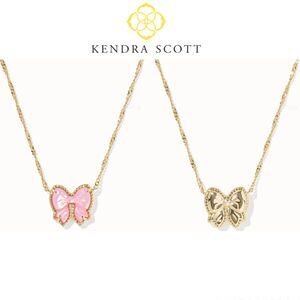 NWOT Kendra Scott Haley Bow Gold Short Pendant Necklace - Blush Mother-of-Pearl